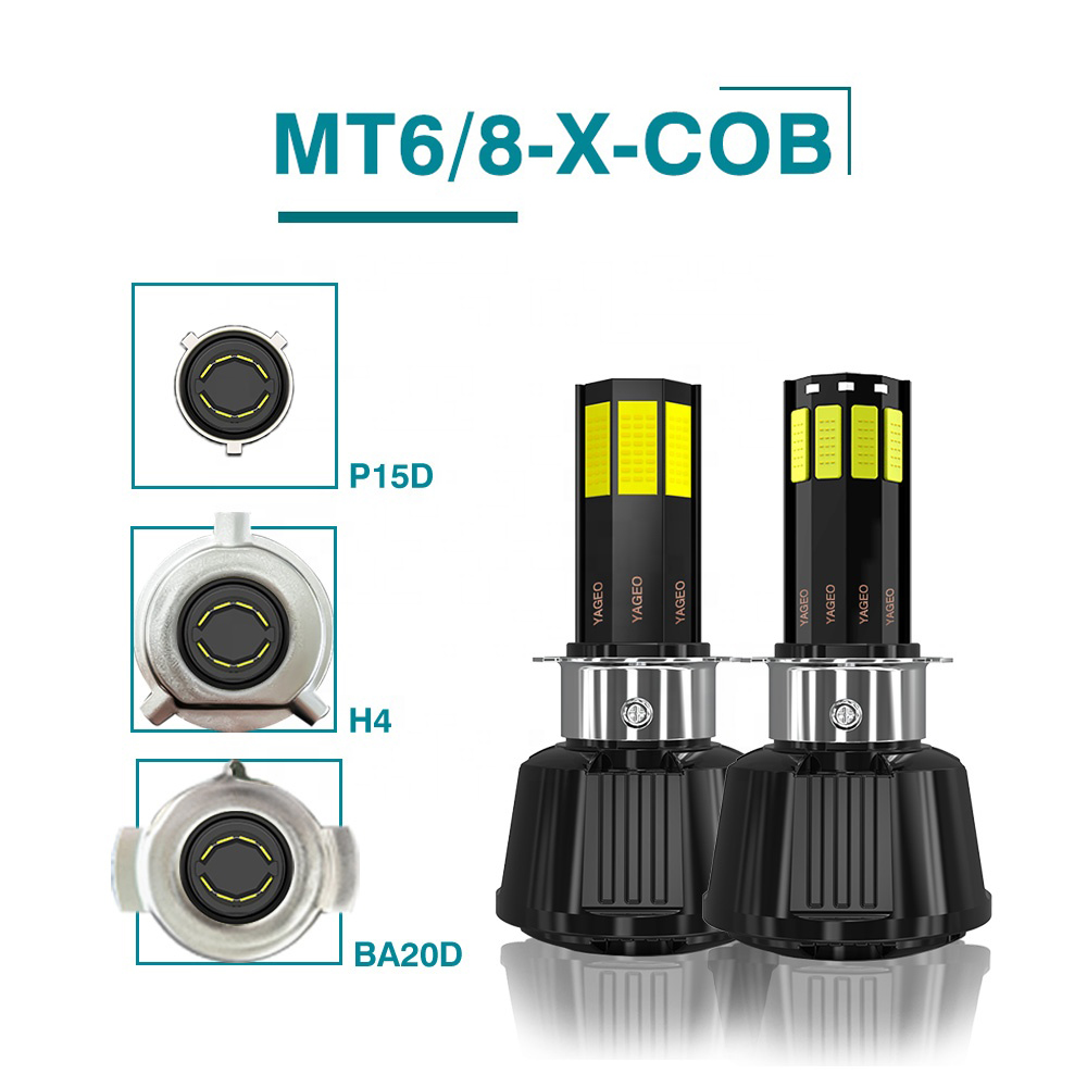 AC DC 8-80V H4 Ba20d HS1 H6 P15D COB Motorcycle Headlight Bulb White Yellow Blue