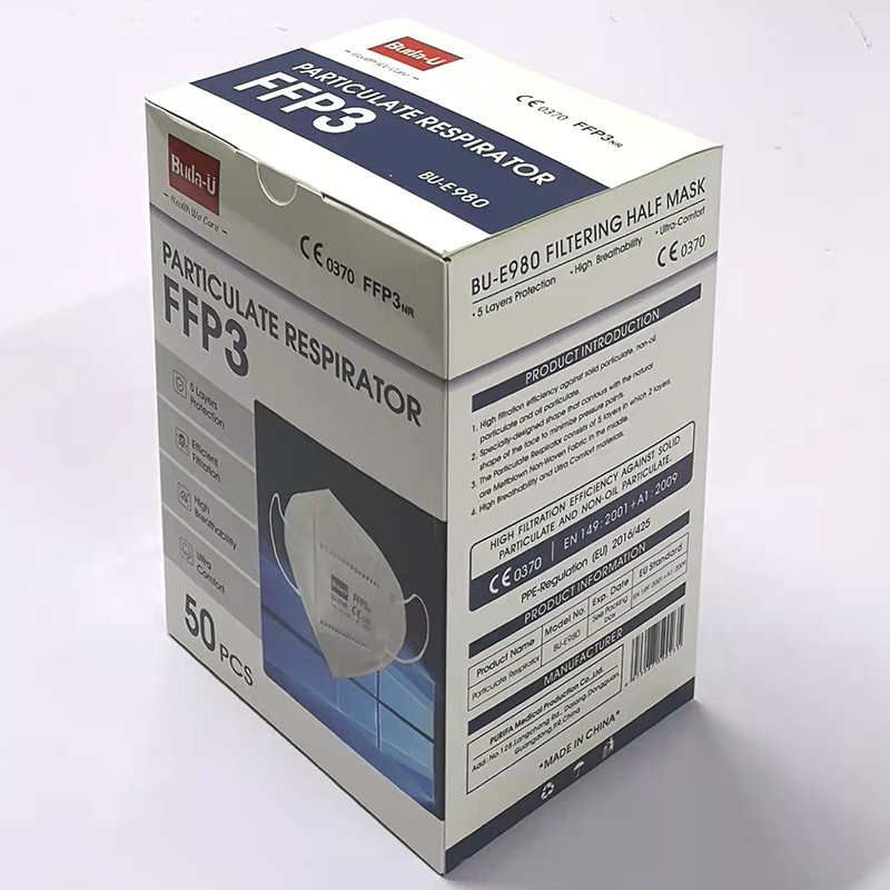 EN149 FFP3 Face Mask , Breathable FFP3 Protective Face Mask With Elastic Earloop , With No Valve , White Color