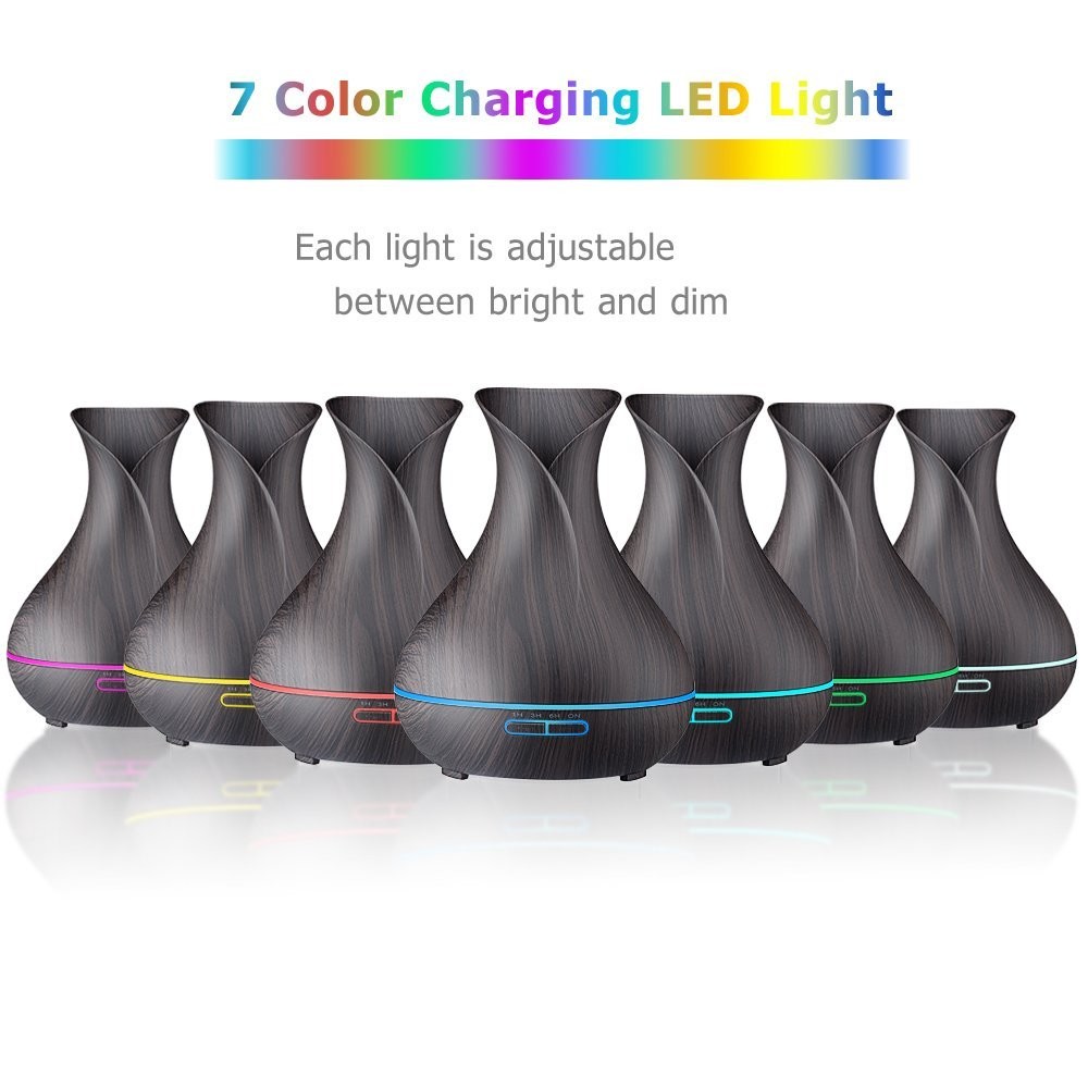 400ml Tulip Shape Dark Wood Grain Aromatherapy Diffuser