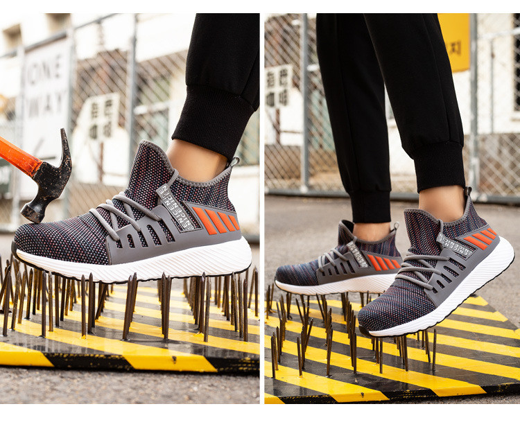 Breathable Flying Knit Work Shoes Comfortable Safety Shoes Kevlar Midsole Steel Toe EVA Sole
