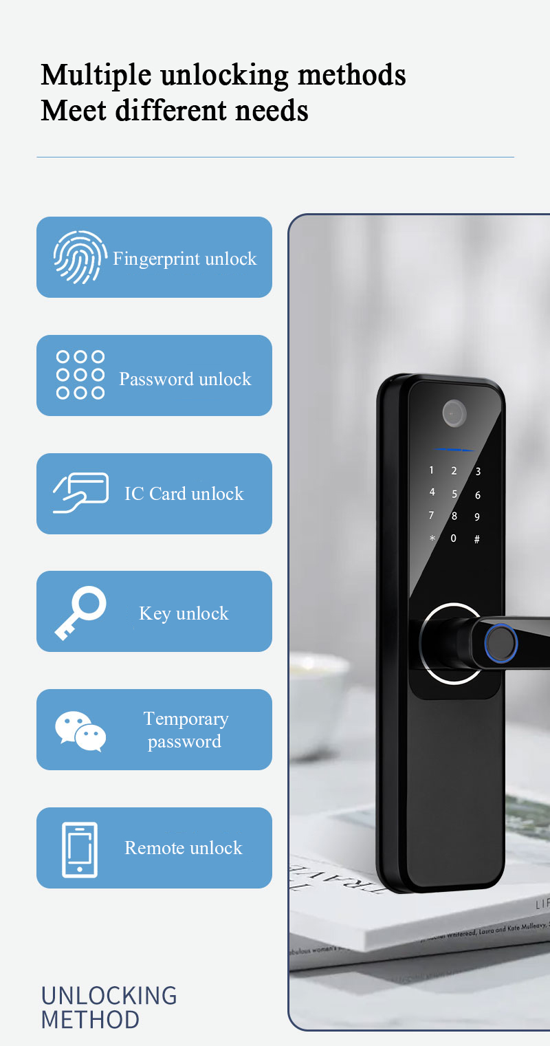 9 Languages Auto Door Lock Aluminum Alloy Remote Door Lock With Camera