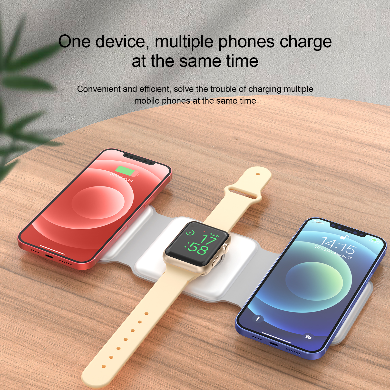 15W Magnetic Folding Wireless Charger for iPhone AirPods and Watch 3 Multiple Smart