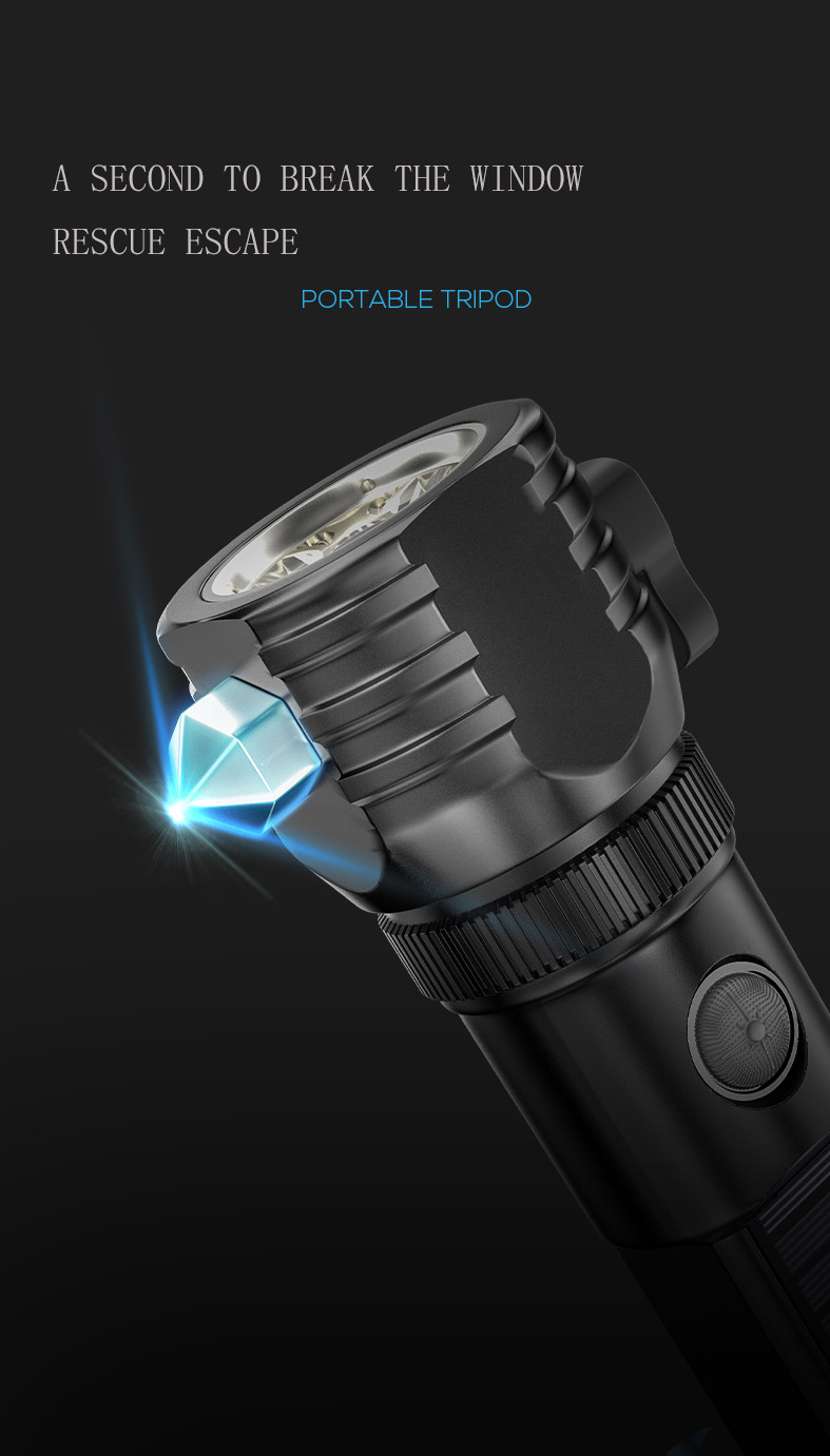 LED Flashlight Solar Power Tactical Flashlight,Ultra Bright Flashlight,Safety Hammer,High Lumens Tactical,USB Rechargea