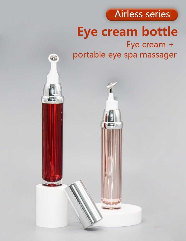 Custom 15ml Plastic Airless Pump Bottles Eye Serum Massage Applicator