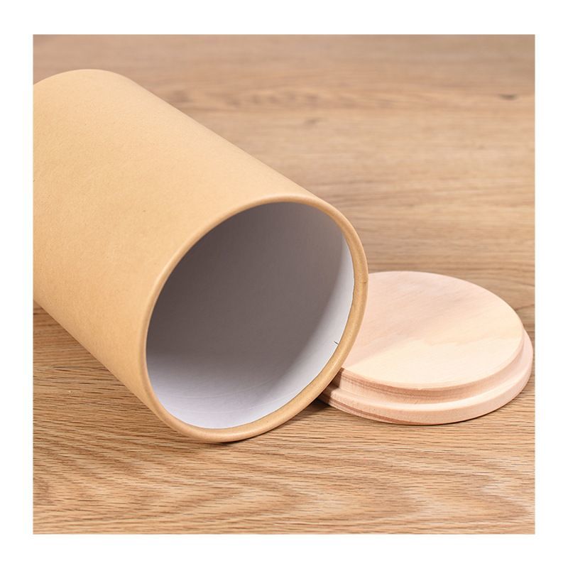 Recyclable Handmade Cylindrical Shape Food Grade Kraft Paper Round Tube Box for Tea/ Coffee/ Flower Gift Packaging
