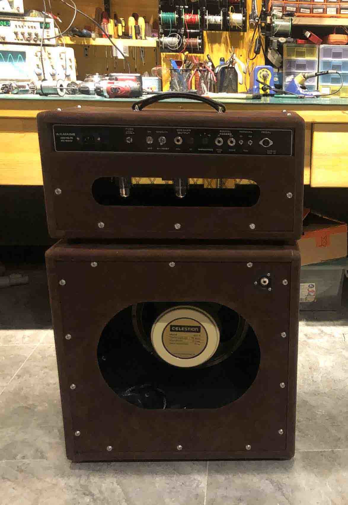 Custom Grand Over-drive Special ODS 30W Guitar Amplifier Head with Brown Tolex and VOXX Style Grill Cloth JJ Tubes