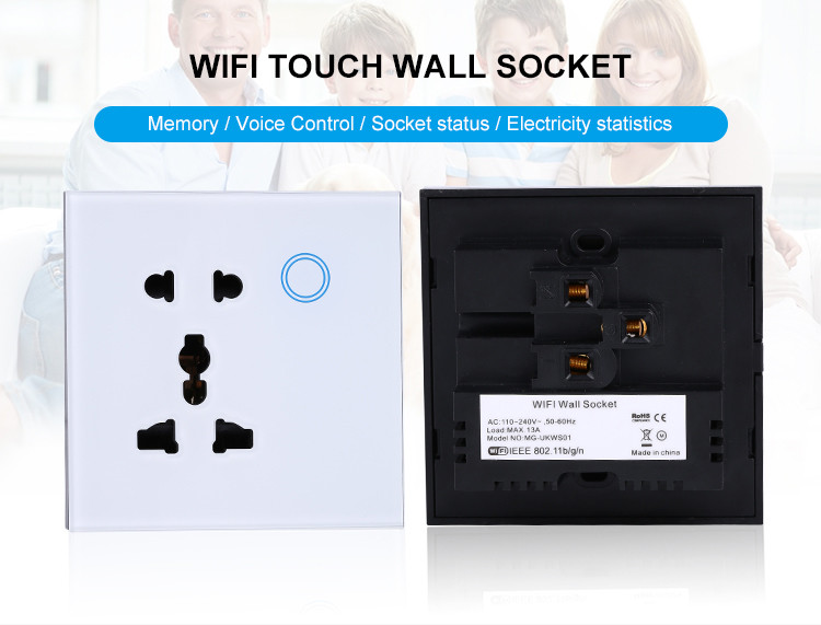 Smart Home Wifi Support Socket Voice Control Power Point Uk Standard 5 Pin Universal Wifi Socket Compatible Alexa&google
