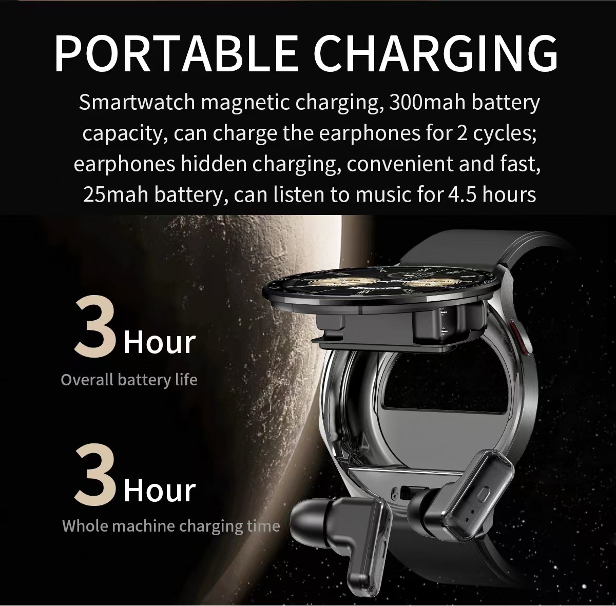 T97 Smartwatch Earbuds 2 In 1 1.39 Inch IPS Smart Watch TWS With Wireless 280mAh