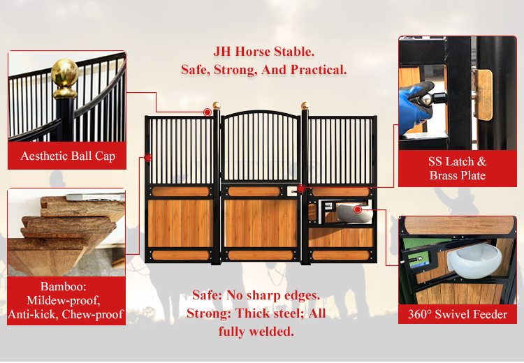 Horse Protection Safety Stainless Galvanized Front Horse Stables Panels With Roof