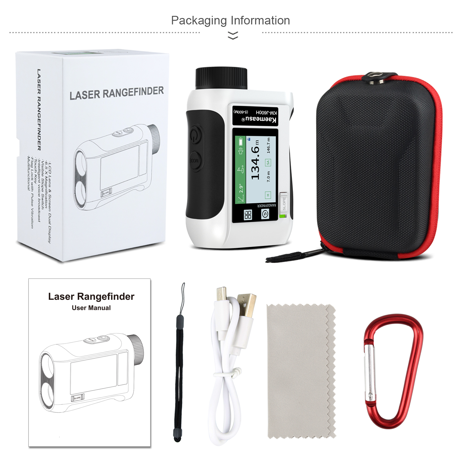 6.5X Magnification Golf Sport Laser Range Finder with Upgraded LCD Screen and Optical Instruments