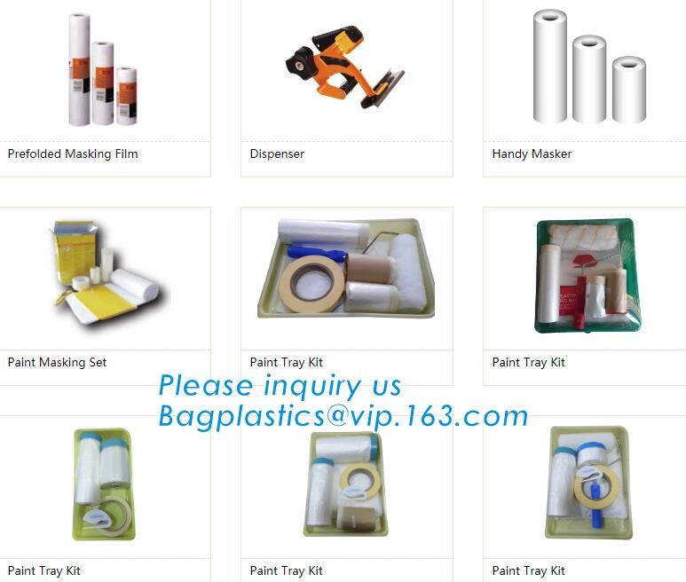 Automotive Roll Masking Film set, Painting Tray kit, Pre-Taped, Sheeting Covering, Car Furniture Protection Cover