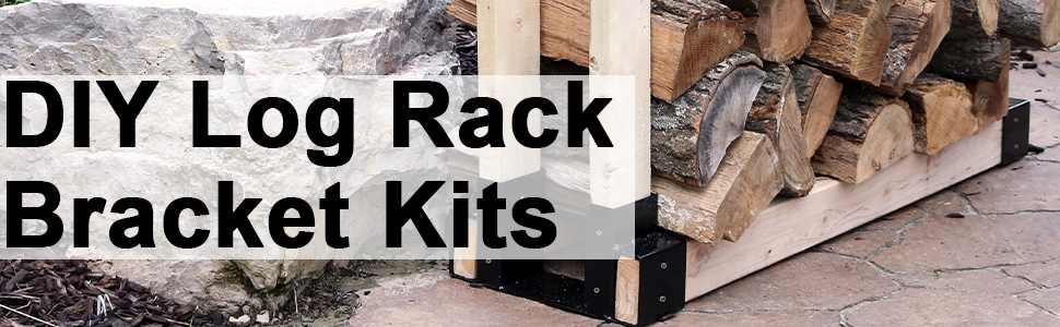 Steel Firewood Log Rack Bracket Kit for Fireplace or Fire Pit Wood Storage Holder