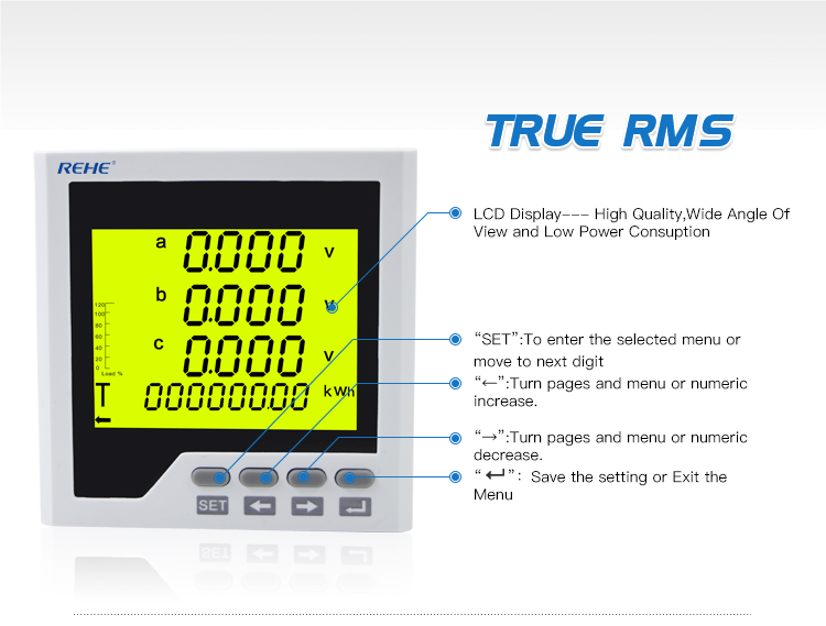 Display Simple Operation Intelligent 96*96mmThree Phase Multi-function Meter CN-3D3Y