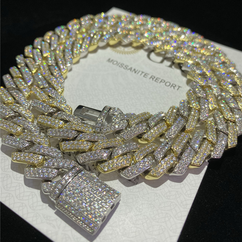 925 Sterling Silver Moissanite Cuban Link Pendant Moissanite Link Gold Gold