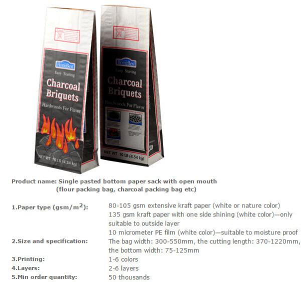 Brown kraft packing paper bag, BBQ fuel packing bag, Animal seed packing paper