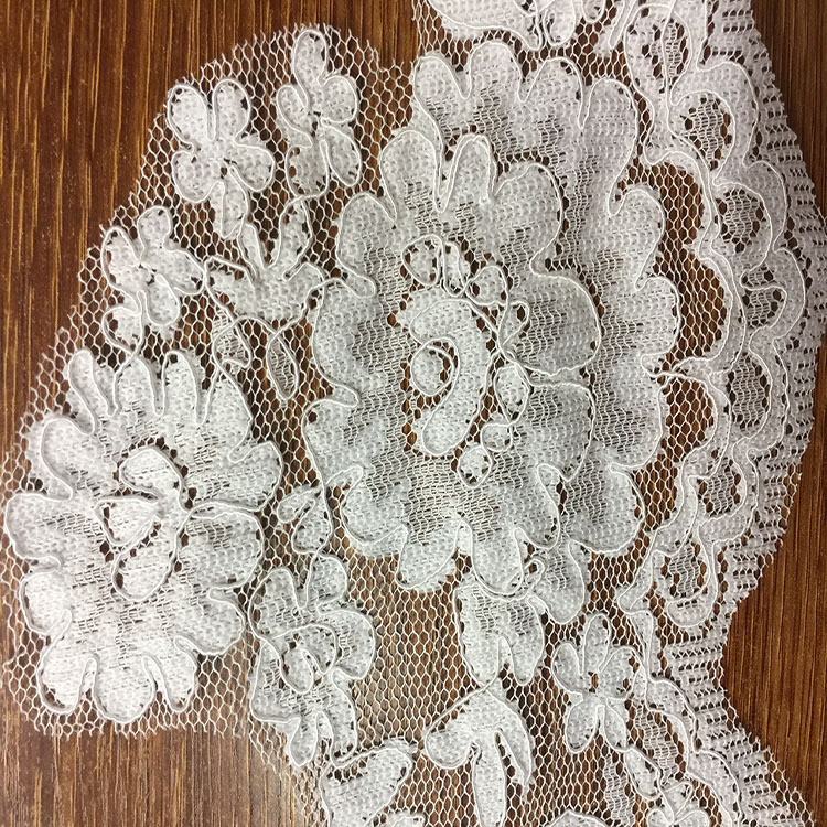 Jacquard Lace border for Wedding dress Cord lace edge in Ivory Color