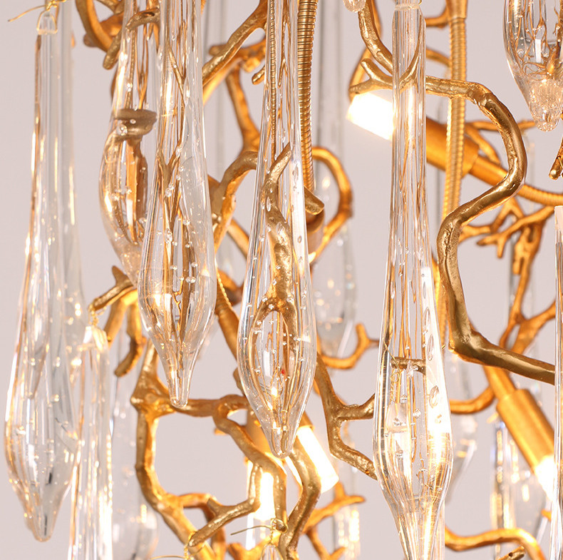 Crystal Living Room Lobby Chandeliers Modern Luxury Foyer Round Hanging Light
