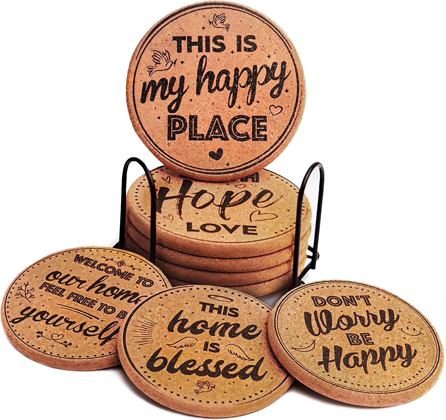 Customized Cork Coasters for Drinks Cute Large Round Outdoor Cup Coasters for Cups Coffee Wooden Table Protection