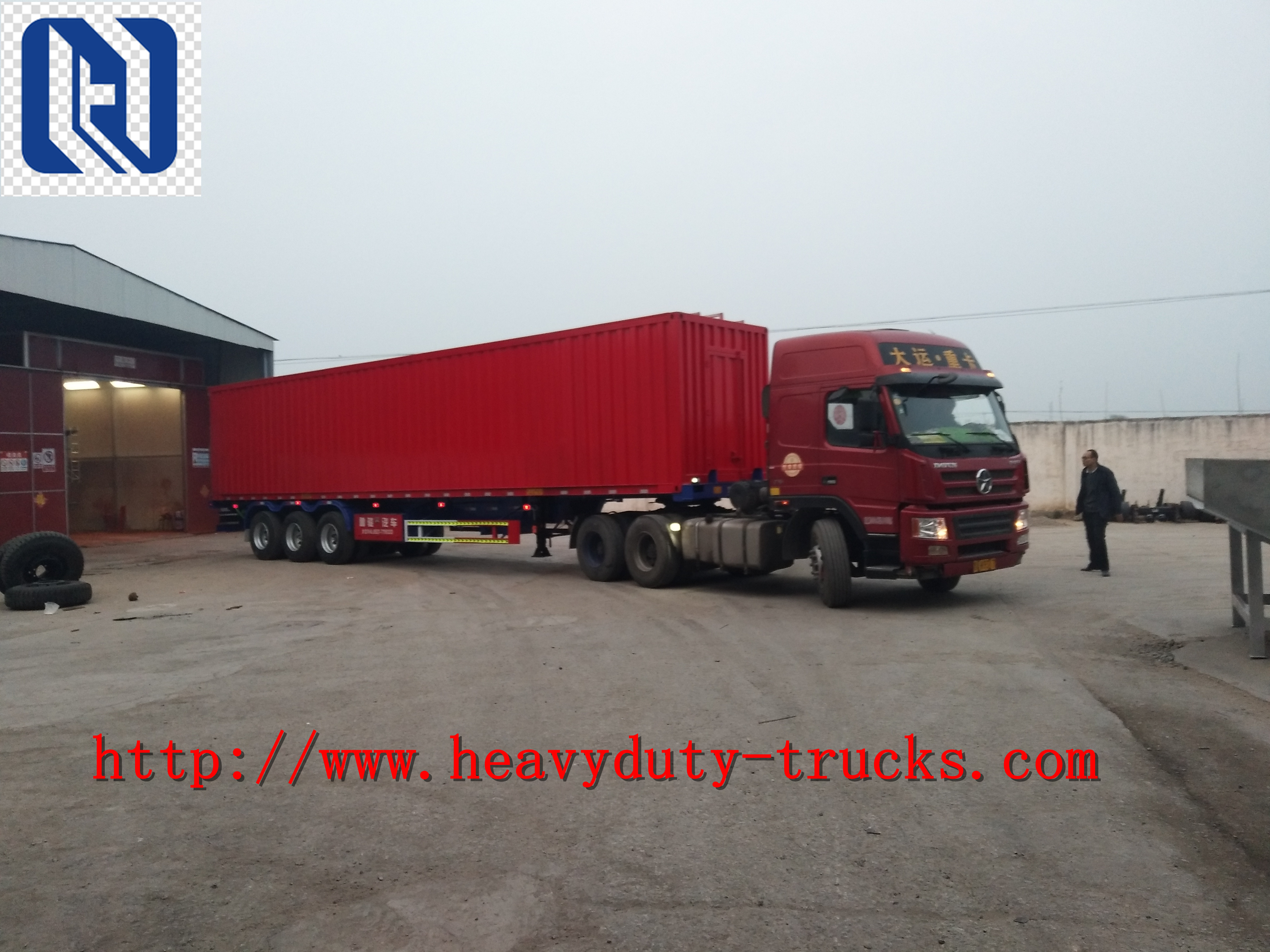 van Cargo Semi-Trailer Red Color LHL/RHL 9190XXY Semi Trailer Trucks Van