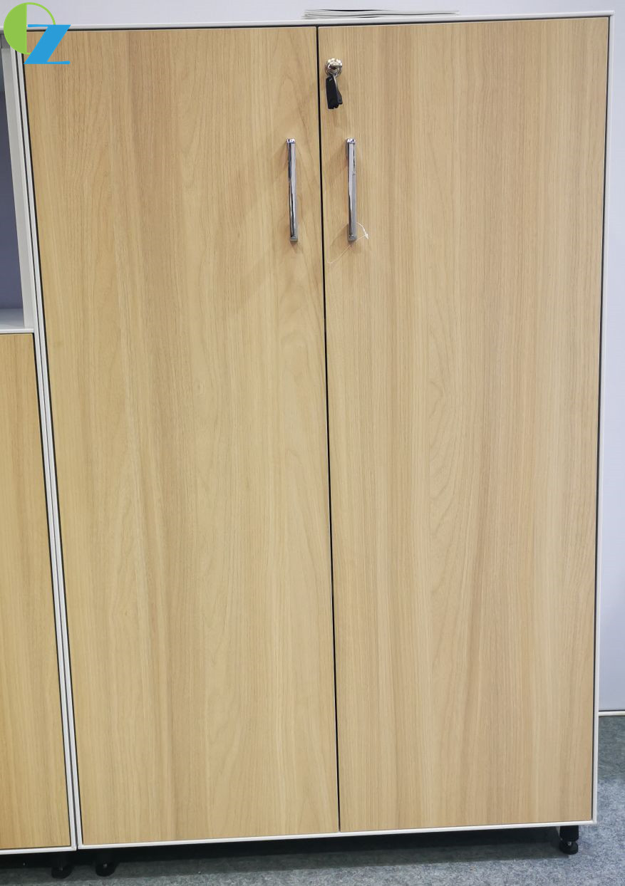 5mm Slim Edge Swing Door Steel Wood Combined Cabinets For Office Use