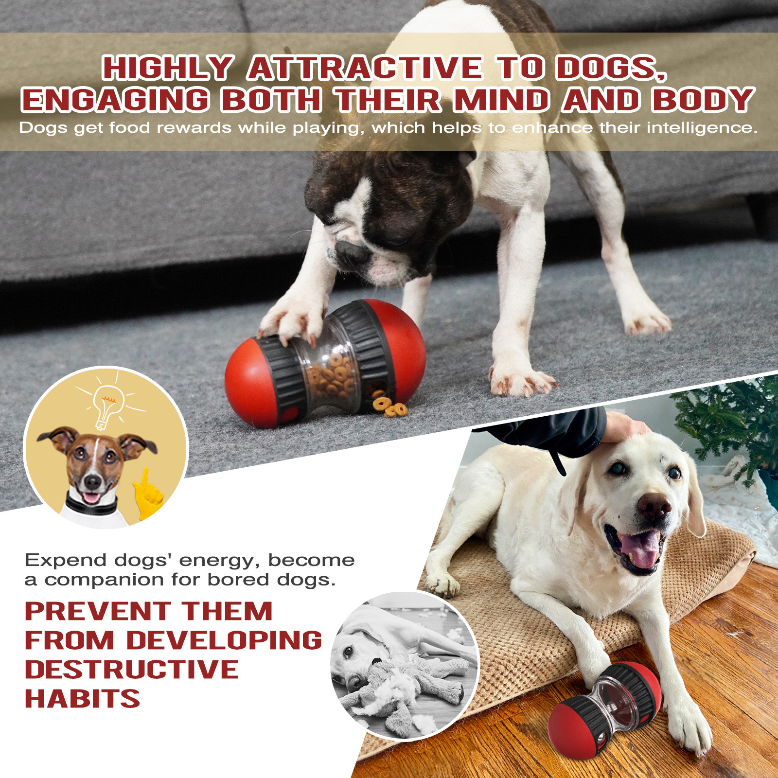 Interactive Rotating Treat Dispenser Dog Toy – Keep Pets Engaged, Durable Plastic, Bulk Pet Supplies