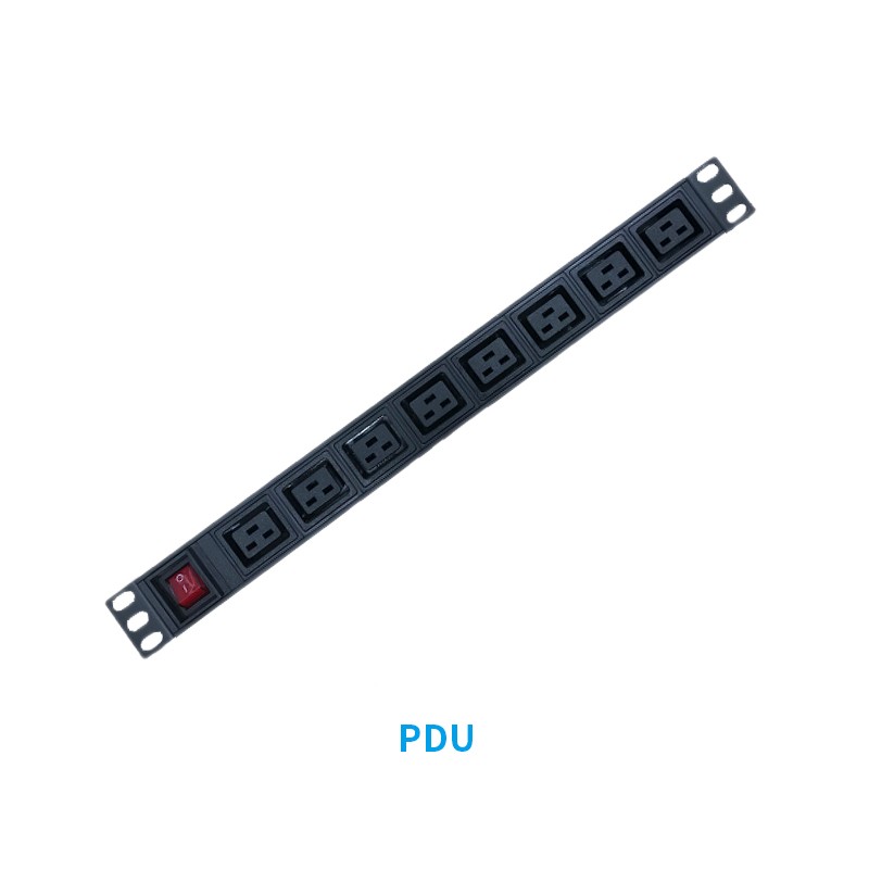 Black 19 Inch 8 Way Network Cabinet Accessories Aluminum Alloy PDU Standard
