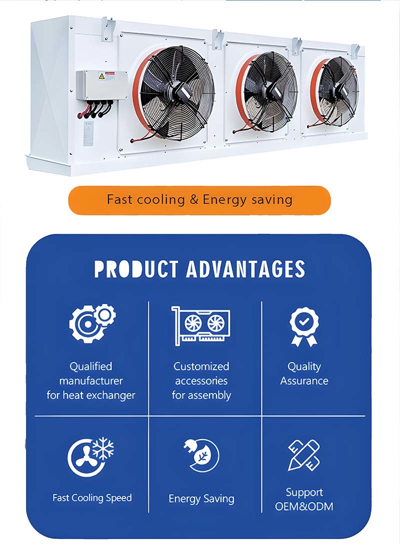 Low Temperature Industrial Refrigeration Evaporator , Defrost Walkin Cooler Evaporator