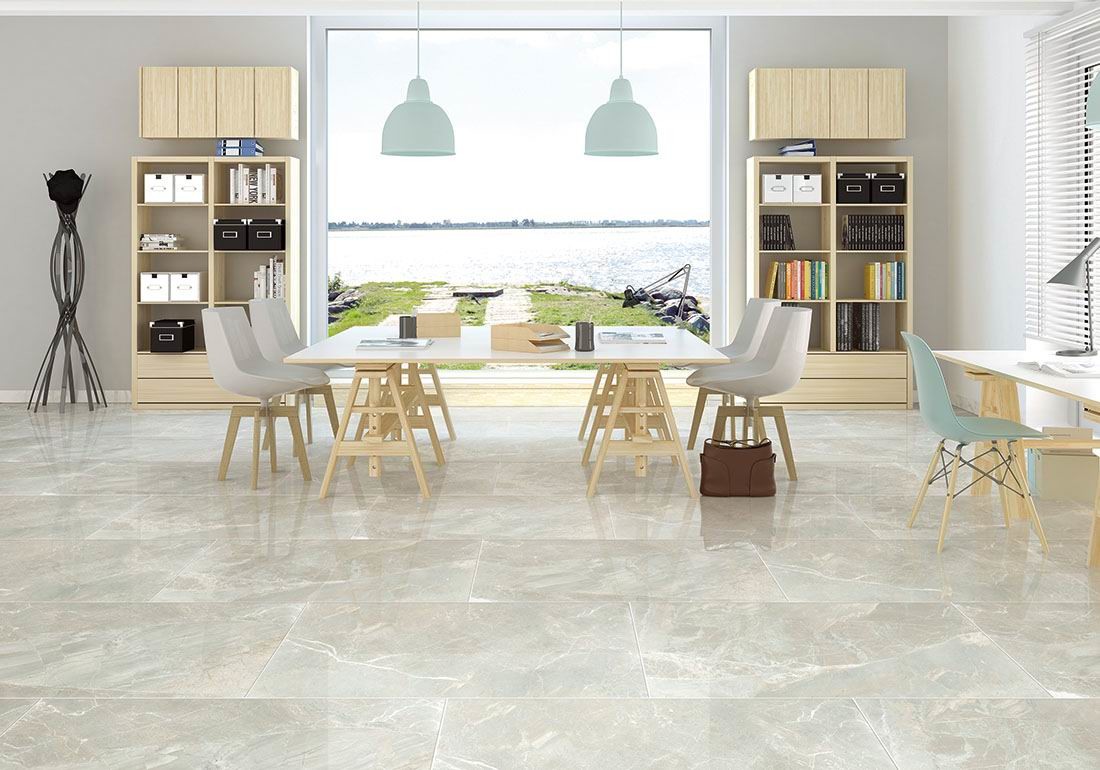 Simple Copper White Color Marble Look Porcelain Tile Heat Insulation
