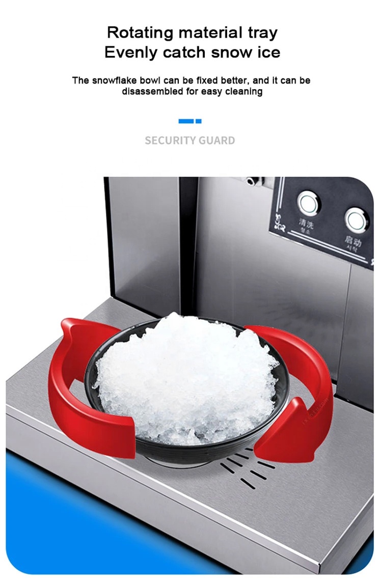 Rapid Production Snowflake Ice Machine with Low Noise Compressor 1300W Electric Automatic