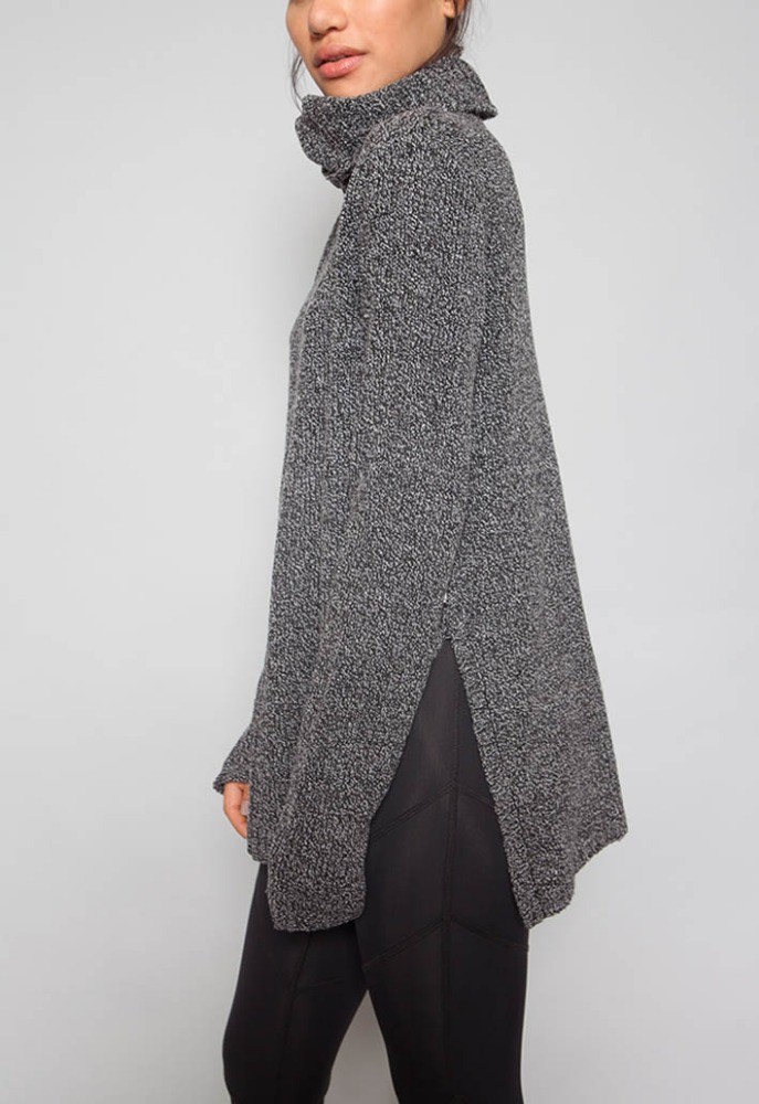 Marl Tunic Long Sleeve Pullover Sweater , Neck Knitted Dressy Pullover Sweaters