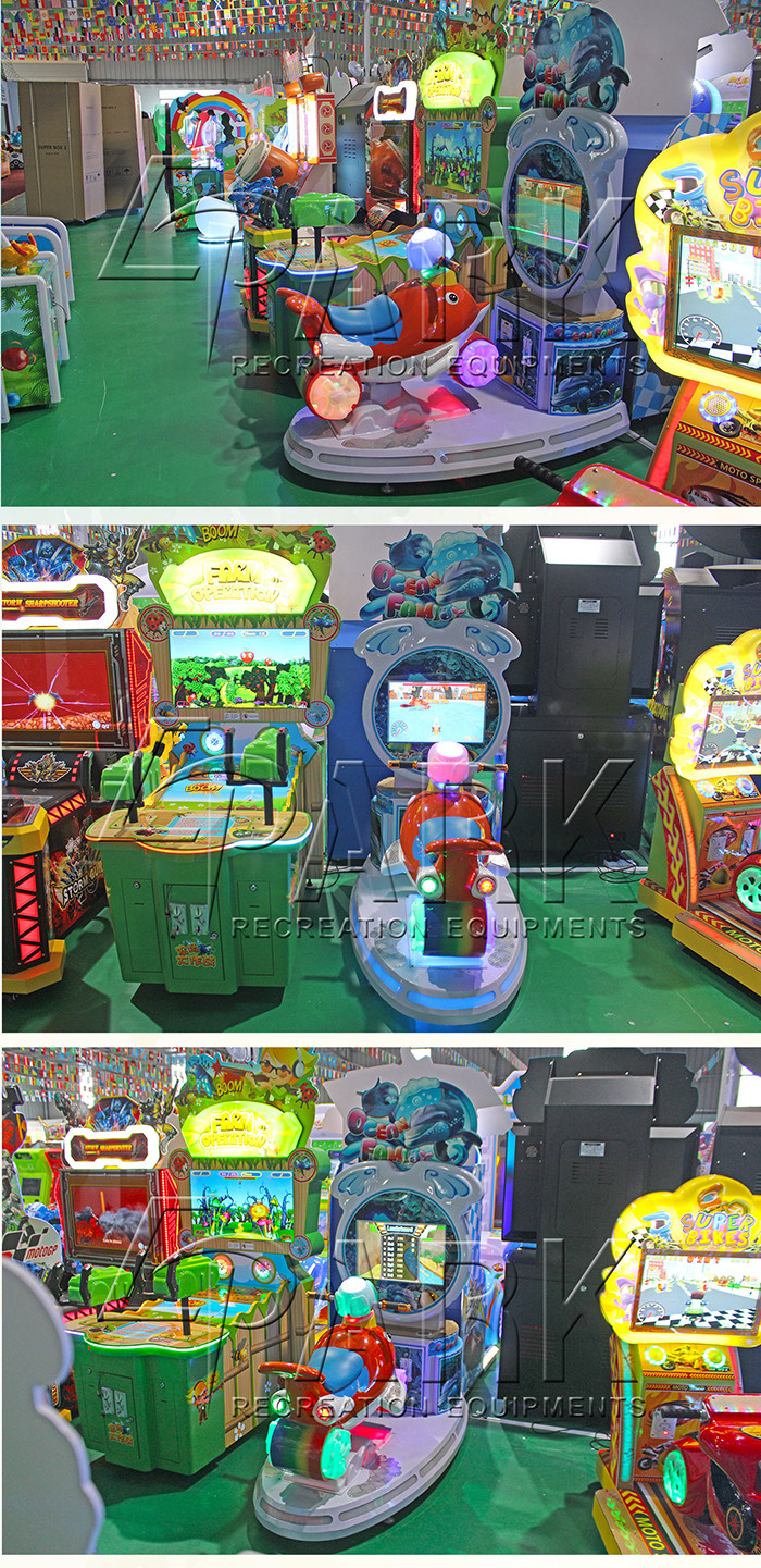 Amusement Kiddie Ride Ocean Family Swing Car Game Machine Redemption Toy With HD LCD Shows