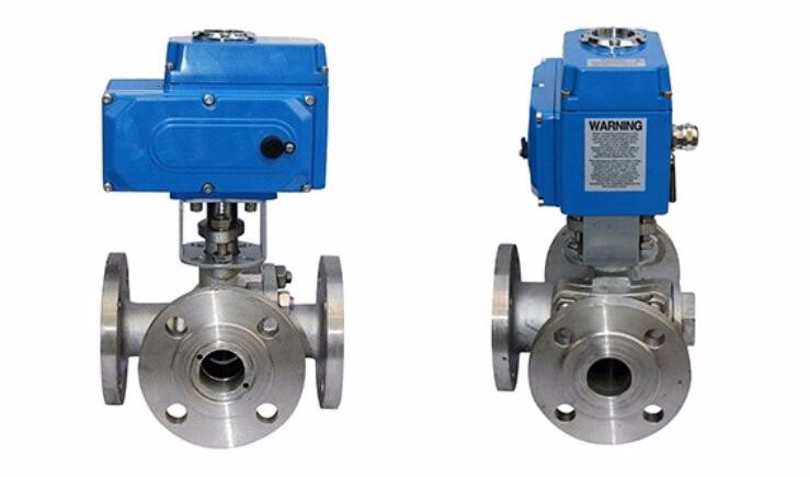 Stainless Steel Sanitary 3 way flange Electric Motor Ball Valve