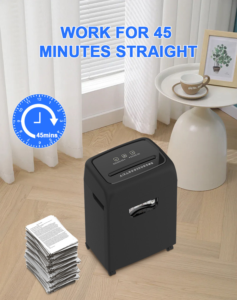 Heavy Duty Paper Shredder 45 Minutes 18 Sheets Cross Cut Office Credit Card Shredders For Office 20-Litre Pullout Bin With 4 Casters