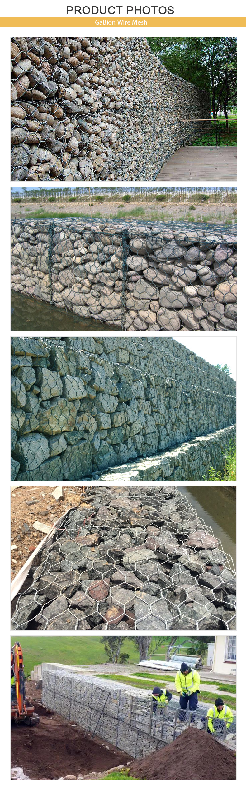 Hot Dipped Galvanised Gabion Boxes Explosion Proof 60X80mm