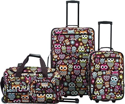 Expandable Softside 3 Piece EVA Travel Upright Luggage Set Lightweight