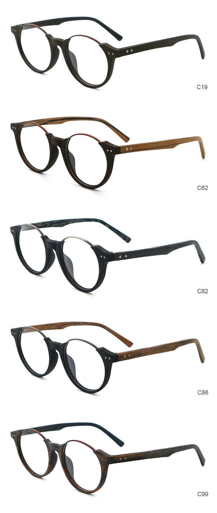 Wood Grain Retro Optical Eyeglasses Handmade Acetate Glasses MR 5359