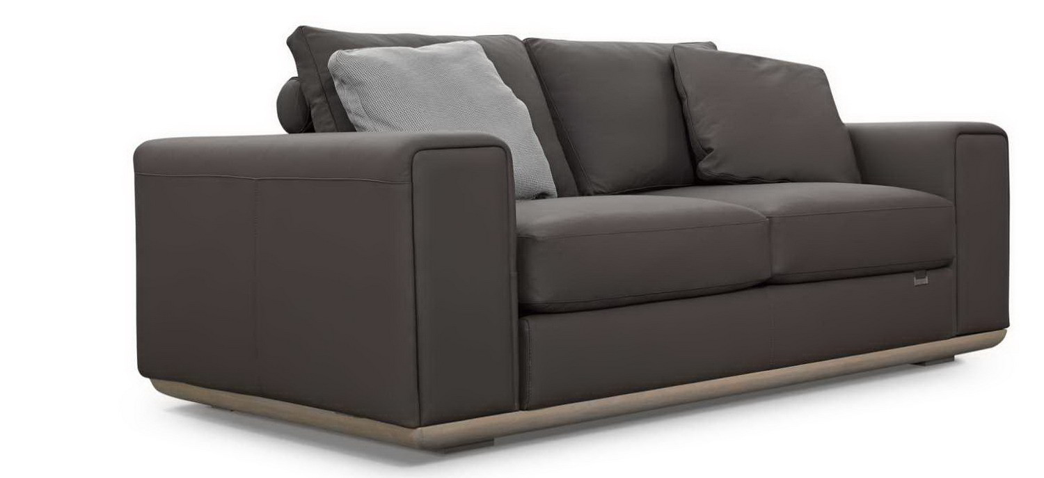 Italy cow leather sofa set for Living room seating furniture with wood painting chest Customized for Villa house Lobby