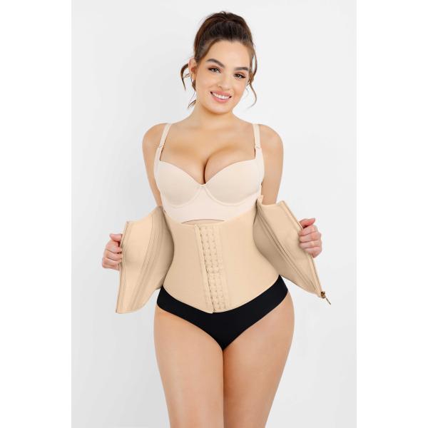 Custom Logo Shapers Adjustable Hooks and Zipper for Extreme Latex Waist Trainer Corset