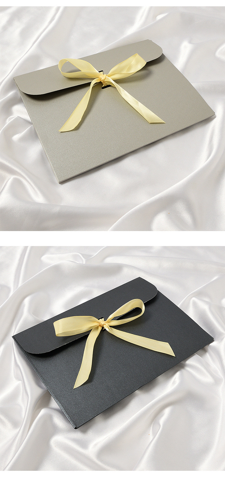 Paperboard Envelope Custom Paper Pouch With Ribbon Closure
