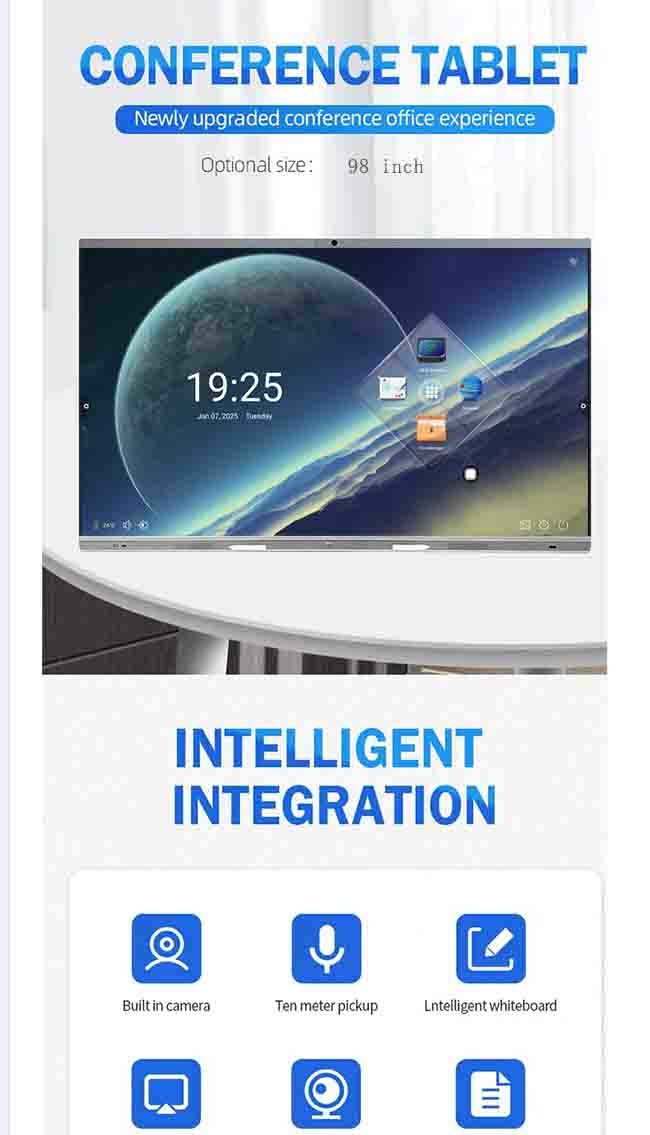 ROHS FCC Smart Board 98 Inch Smart Interactive Flat Panel For Meetings