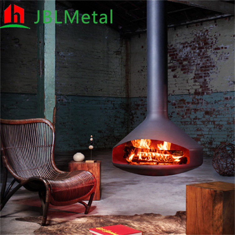 Indoor Home Wood Charcoal Ceiling Suspended Fireplace Black color