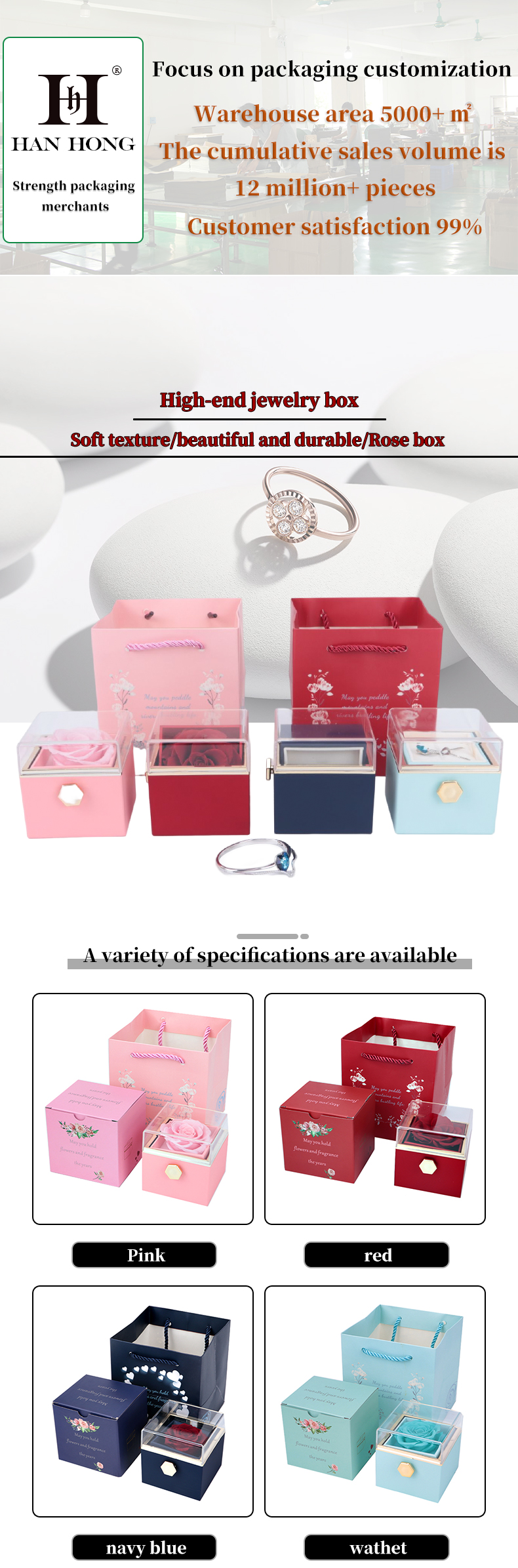 Preserved Soap Rose Flower Jewelry Box For Valentine's Day Gift Jewelry Package