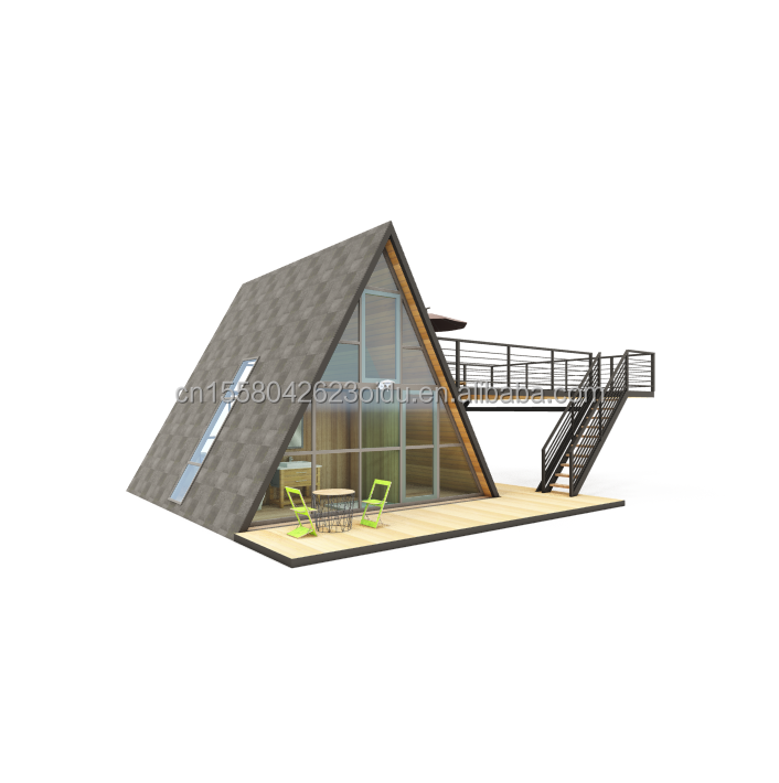 Galvanized Steel Square Tubes Deluxe Small Wooden House Triangle Modular Prefabricated House for Your Requirements