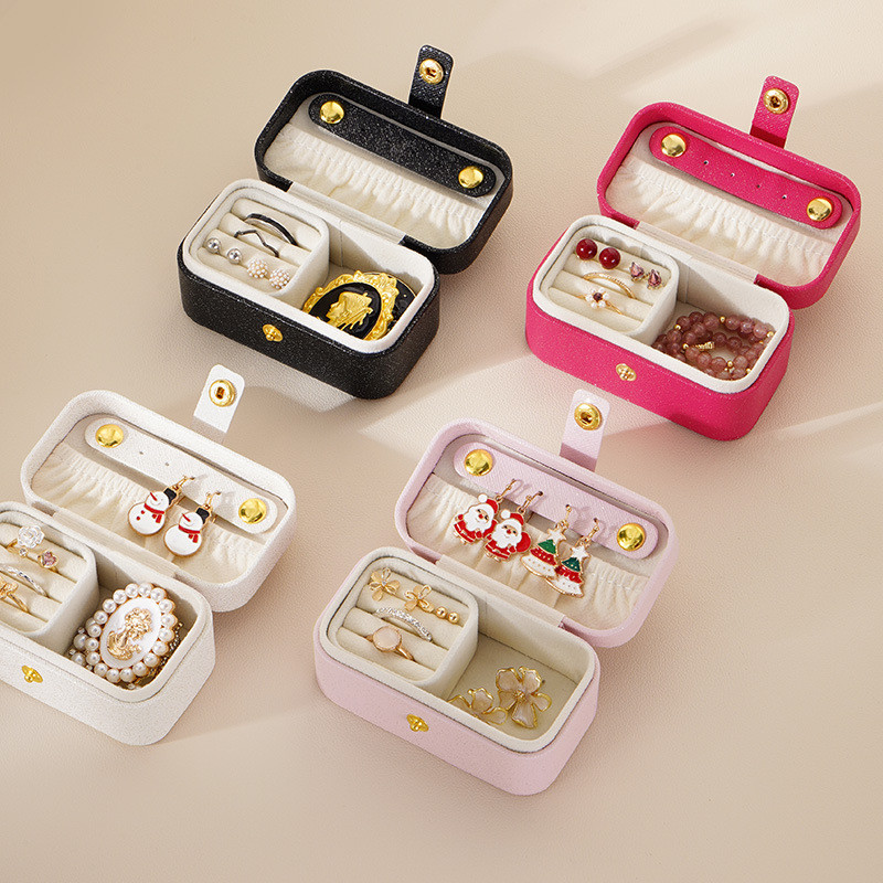 Customizable Pearlescent White Mini Travel Jewelry Organizer Box Small Portable Storage Case 9.5*5*5cm
