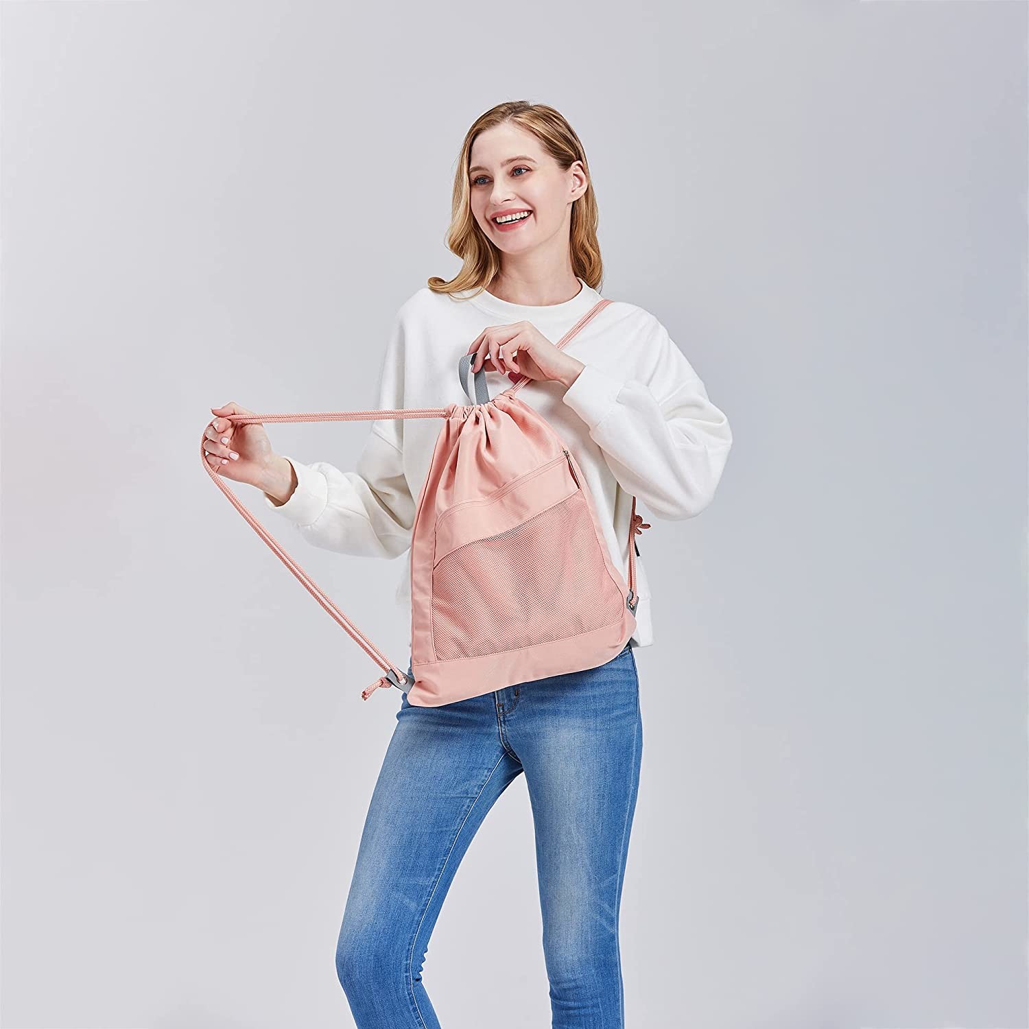Lightweight Waterproof Drawstring Backpack Gym Cinch Bag – String Backpack for Women Girls