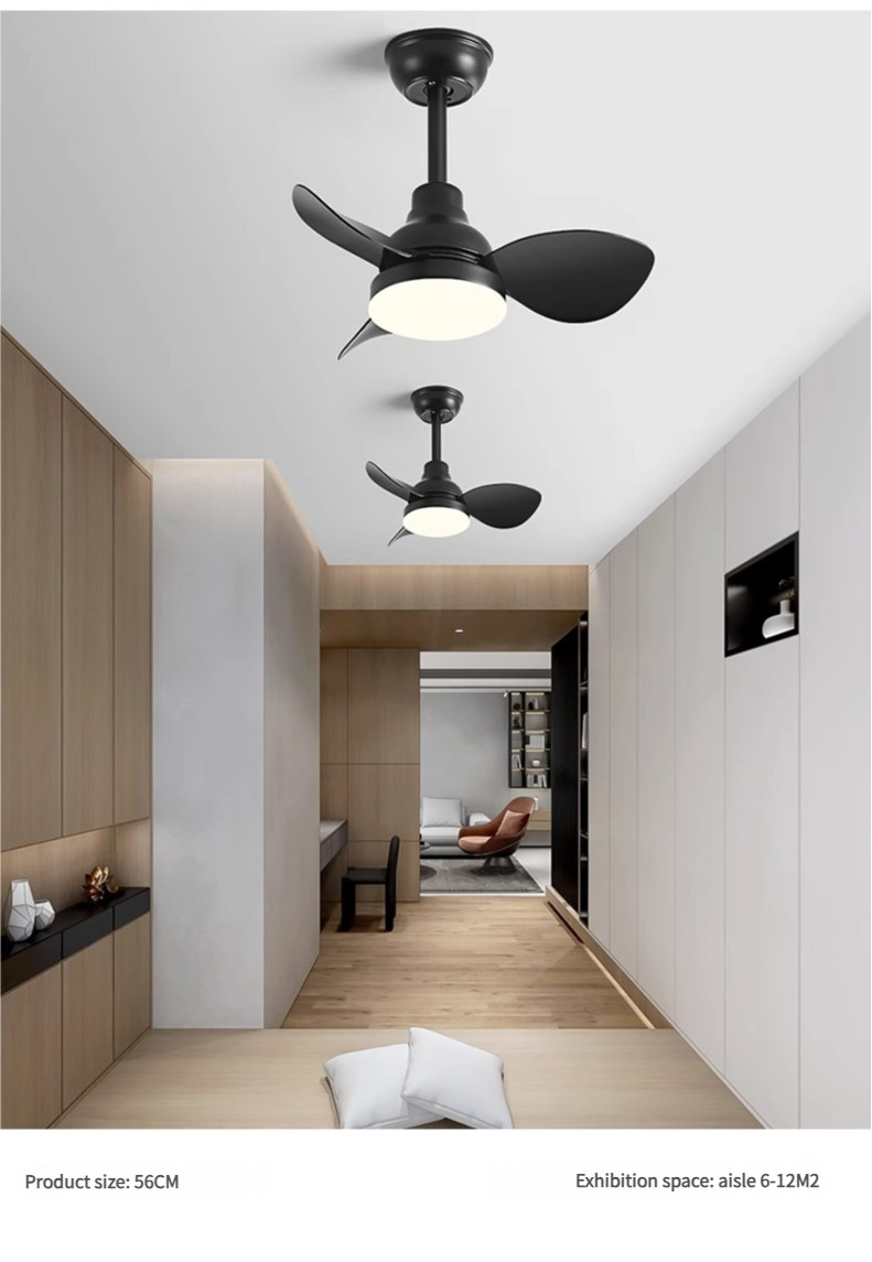 Solid Wood Ceiling Fan 22 inch Silent Fan Pendant Light Variable Frequency