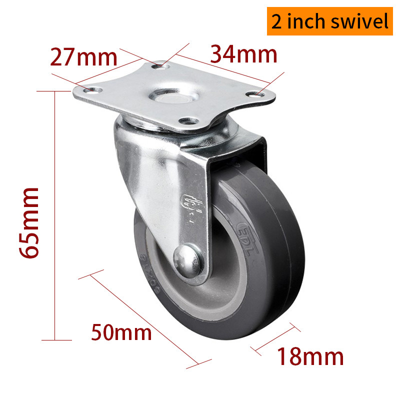 EDL Mini Duty Casters 2inch 30Kg Plate TPU by Rigid, Swivel and Brake type