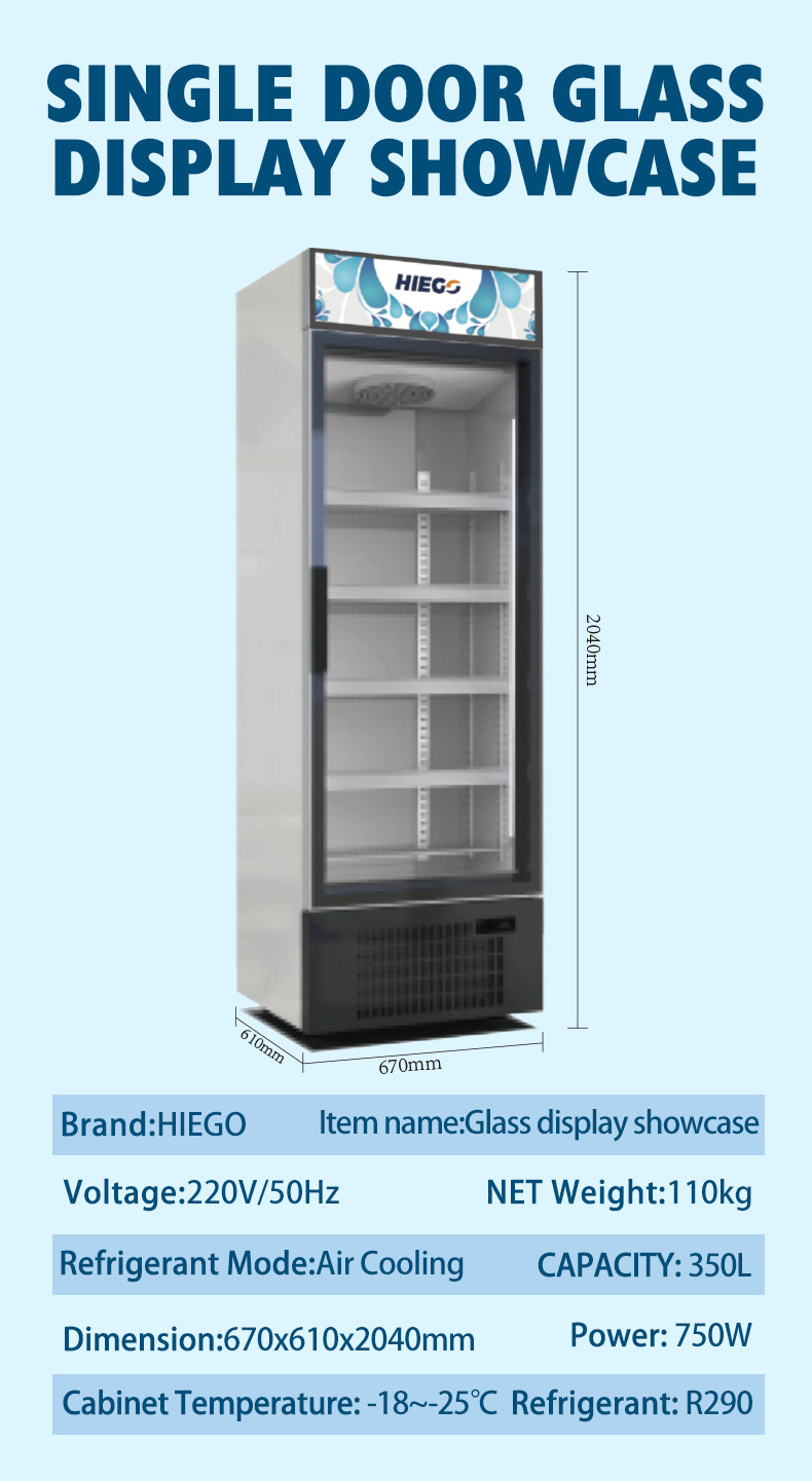 380L Beverage Fridge Cold Beer Supermarket Display Glass Door Chiller