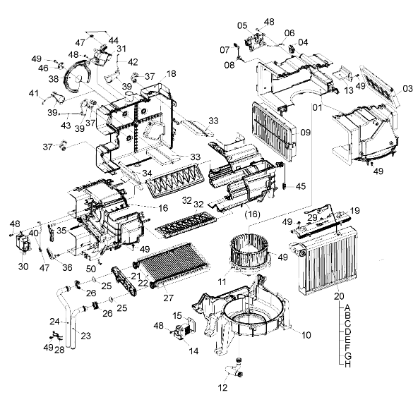 4719198 Evaporator HITACHI Excavator Air Conditioner Parts For ZX140W-3 ZX145W-3