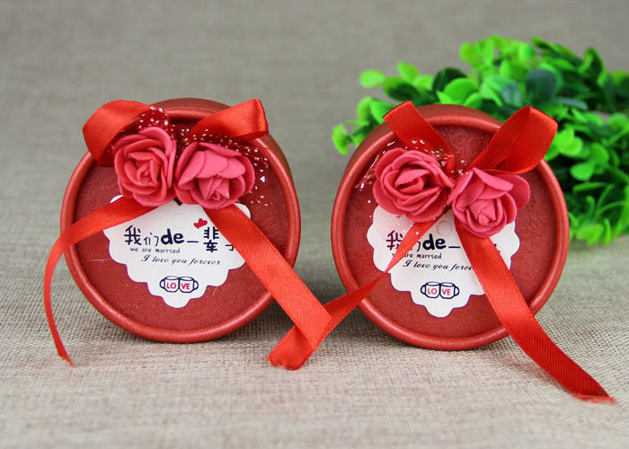 Custom Labeling Red Wedding Ribbon Mini Carboard Paper Cans Packaging
